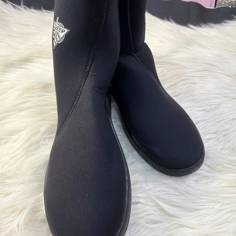 Deep Sea Size 11 Stretch Boots. Zip Up Black‎ Scuba Snorkeling.black New
